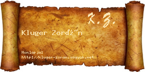 Kluger Zorán névjegykártya